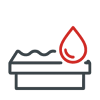 Icon Flachdach mit Wassertropfen – Symbol für Flachdachabdichtung